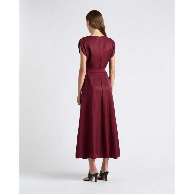 Cue Viscose Blend Belted V-Neck Midi Dress image number 1